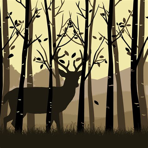 deer in woods silhouette